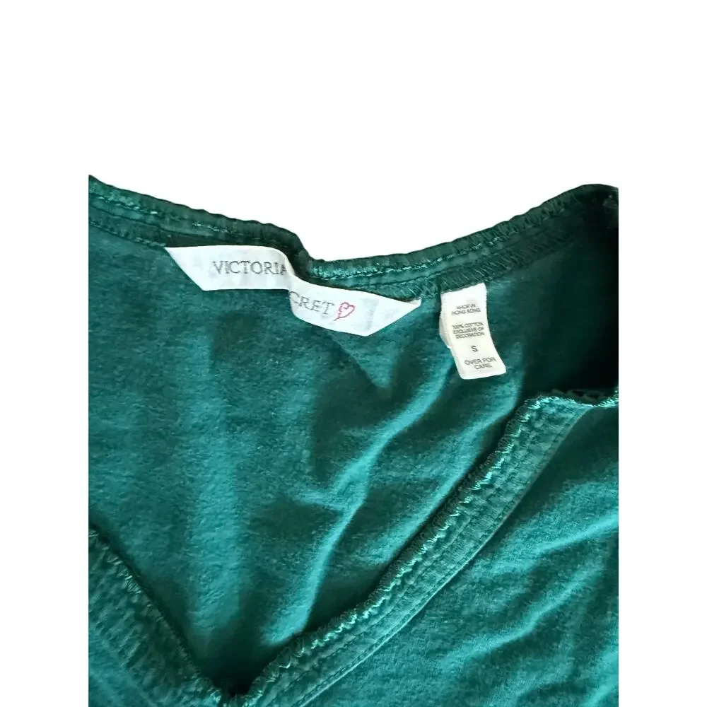Vintage Victoria’s Secret Green Cotton Nightshirt Gold Logo Size S
